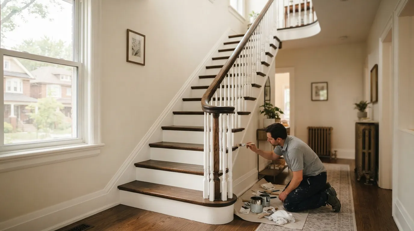 Staircase and railing refinishing in East York